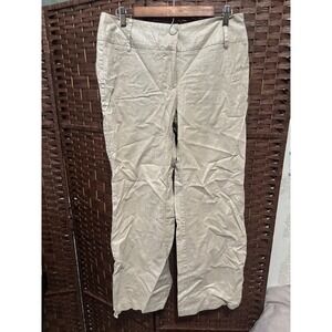 STUDIO JPR Women's Linen Blend Pants 10 Metallic Beige Loose fit‎ baggy